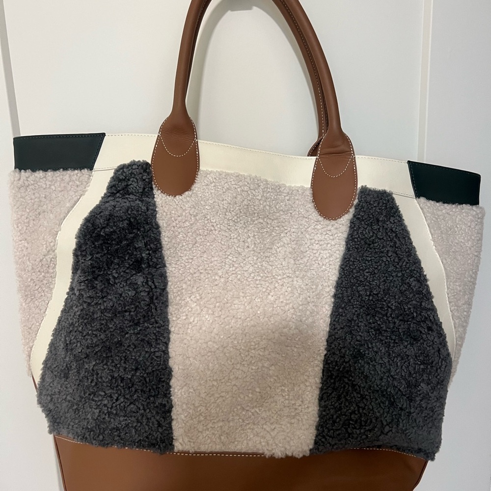 Kith Women's Shearling Tote Bag - Black, White, And Brown View 2